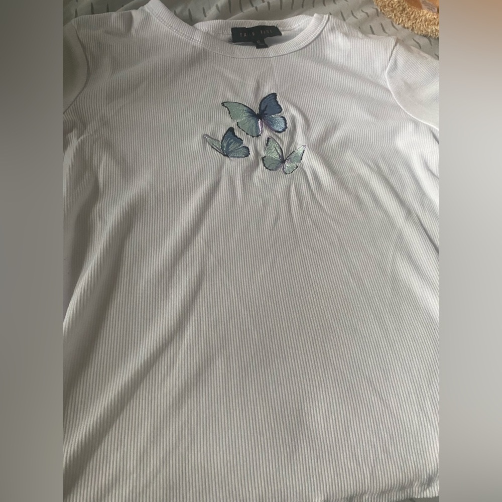 White cropped top.